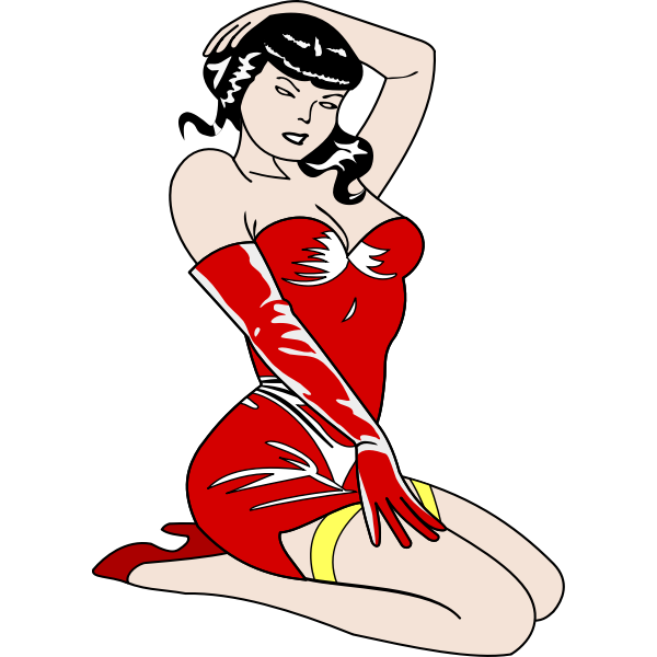 SVG Pin-up girl in a red dress