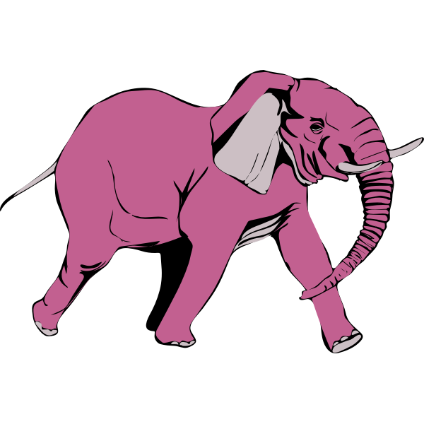 SVG Pink elephant walking vector illustration