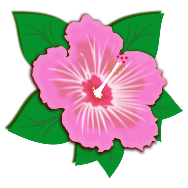 SVG Pink flower with green leaves