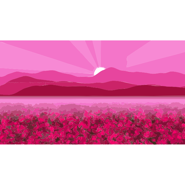 SVG Pink illustration of flowery field