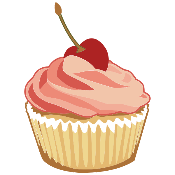 SVG Pink muffin with cherry