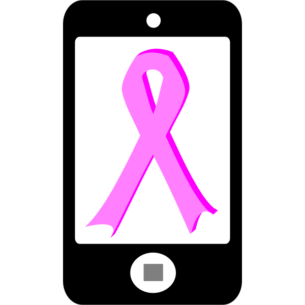 SVG Pink ribbon on phone vector image
