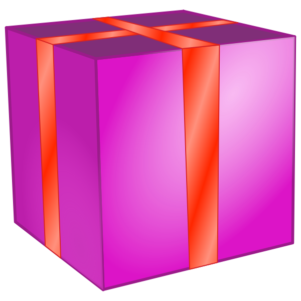 SVG Pink square box with red ribbon vector clip art