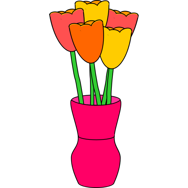 SVG pink vase of tulip without faces multicolored