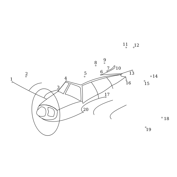 SVG Plane connect the dots vector drawing