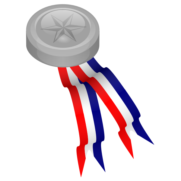 SVG Platinum medallion with blue white and red ribbon vector graphics