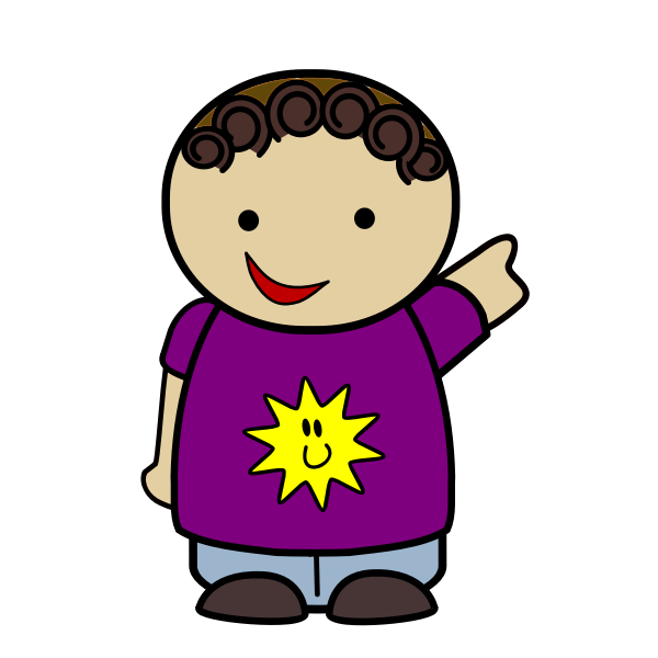SVG Pointing boy with sunny purple T-shirt