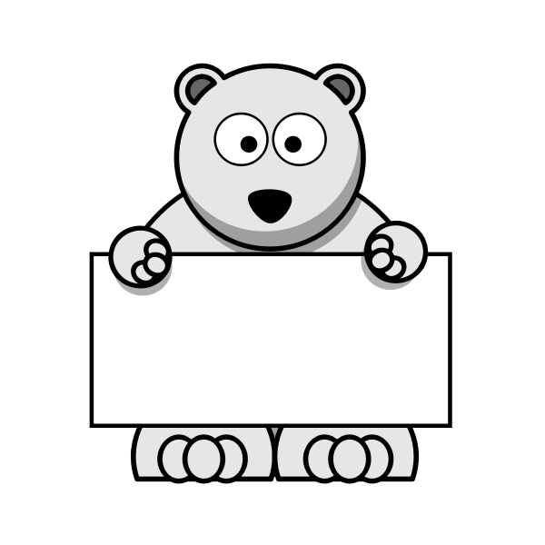 SVG Polar bear holding blank signboard vector graphics
