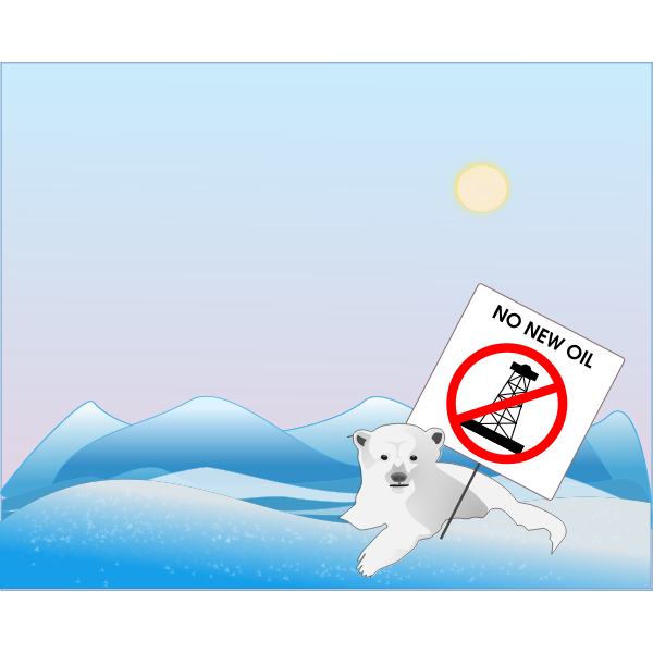 SVG Polar bear with 039039 no new oil039039 sign vector image