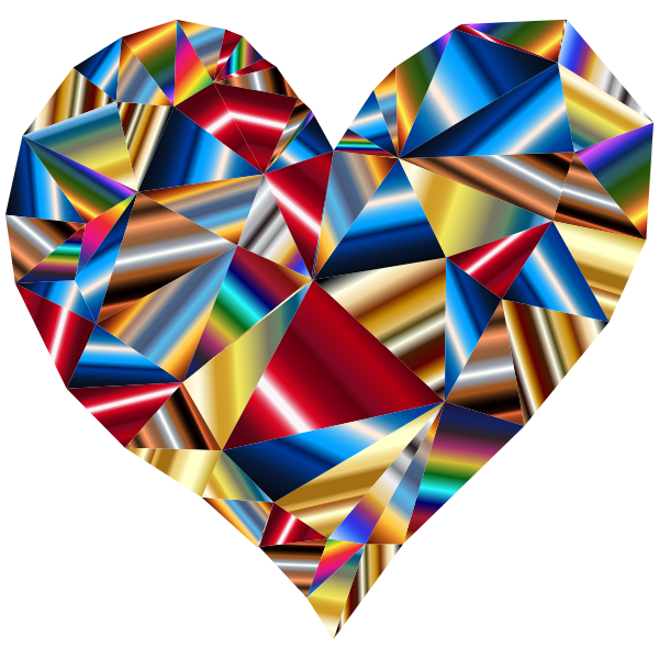 SVG Polychromatic Low Poly Heart 2