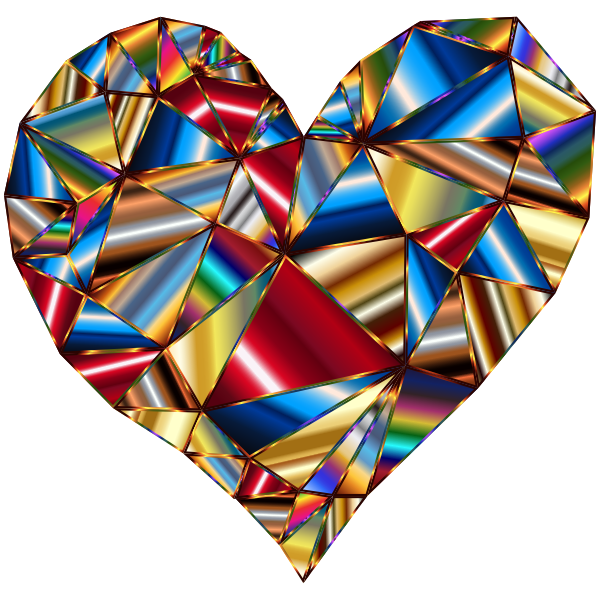 SVG Polychromatic Low Poly Heart 3