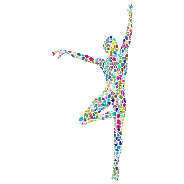 SVG Polyprismatic Tiled Dancing Woman Silhouette