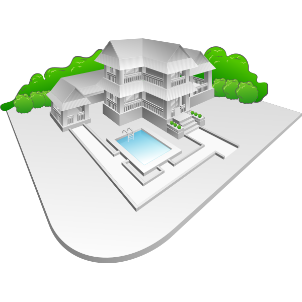 SVG Poolside mansion vector drawing