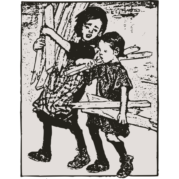 SVG Poor kids carrying wood vector image