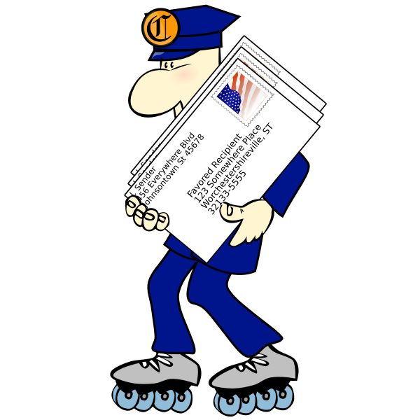 SVG Postman on rollerblades vector clip art