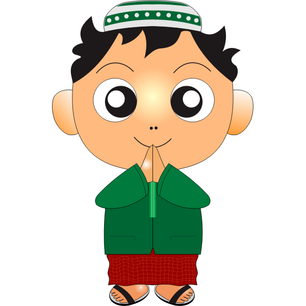 SVG Praying kid with praying cap vector clip art