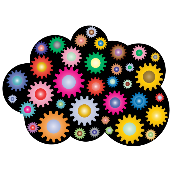 SVG Prismatic cloud with colorful gears
