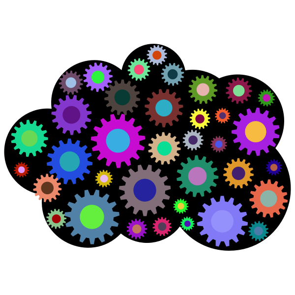 SVG Prismatic cloud with gears