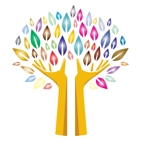 SVG Prismatic Hands Tree No Background