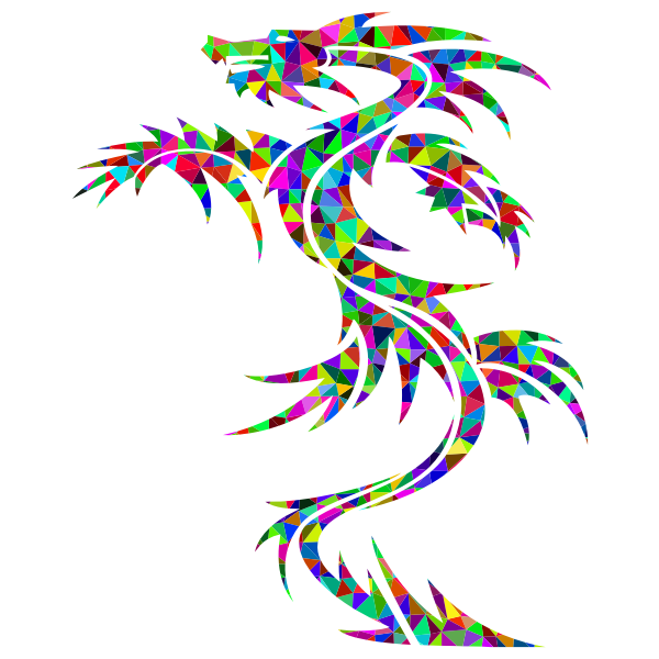 SVG Prismatic Low Poly Tribal Dragon