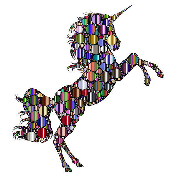 SVG Prismatic Unicorn Silhouette With Cirles