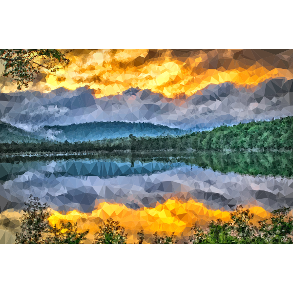 SVG Prismatic view of lake sunrise