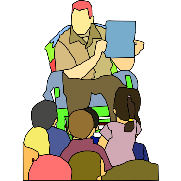 SVG Professor reading story in front of kids