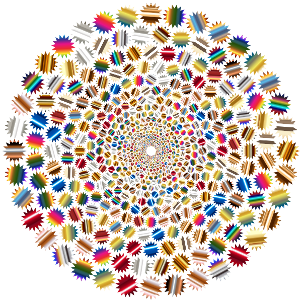 SVG Psychedelic Colorful Concentric Ridged Stars Vortex