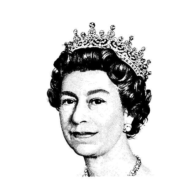 SVG Queen Elizabeth II greyscale halftone image