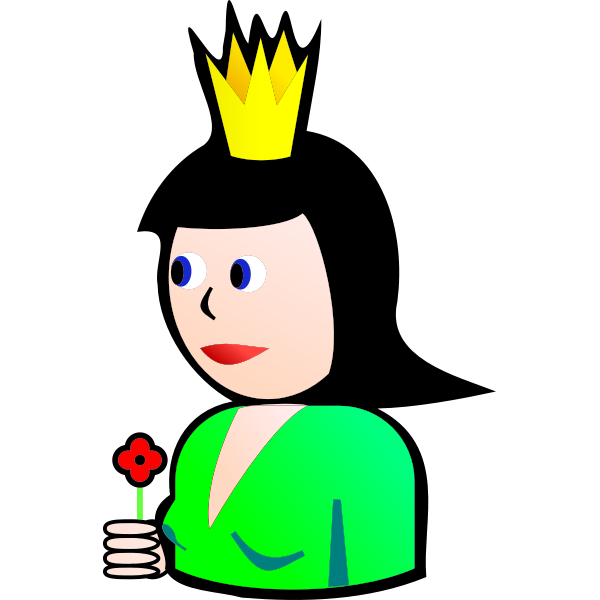 SVG Queen of Clubs cartoon vector drawing