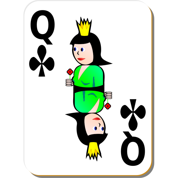 SVG Queen of Clubs gaming card vector illustration