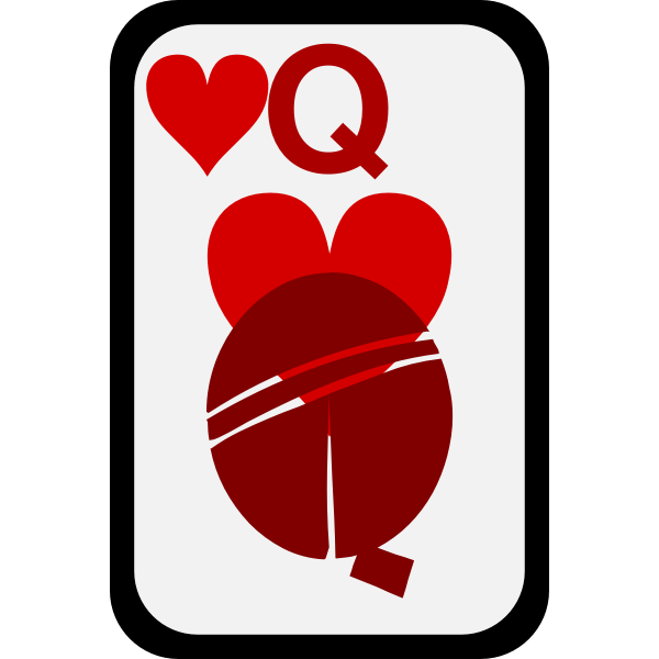 SVG Queen of Hearts funky playing card vector clip art