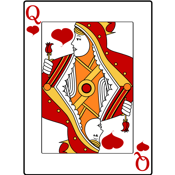 SVG Queen of hearts playing card vector drawing