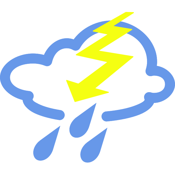 SVG Rain and thunder weather symbol vector image