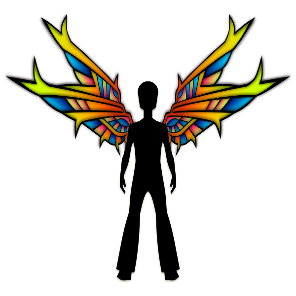 SVG Rainbow angel silhouette vector image