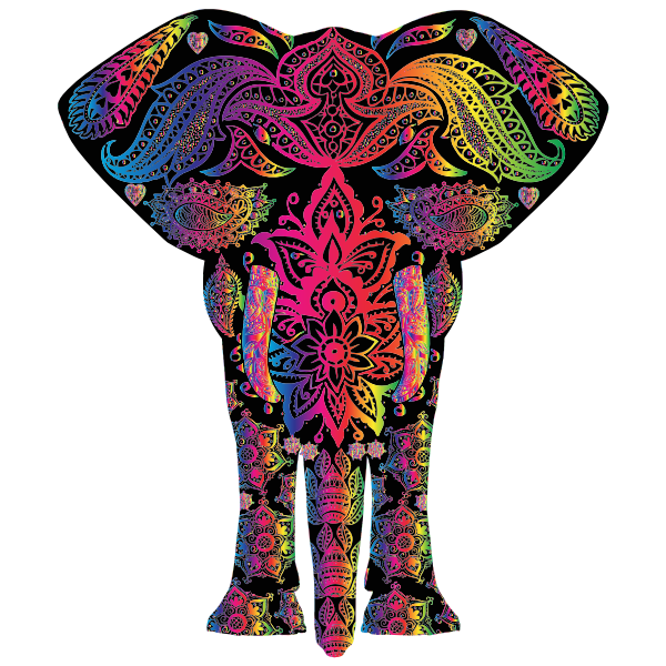 SVG Rainbow floral pattern elephant