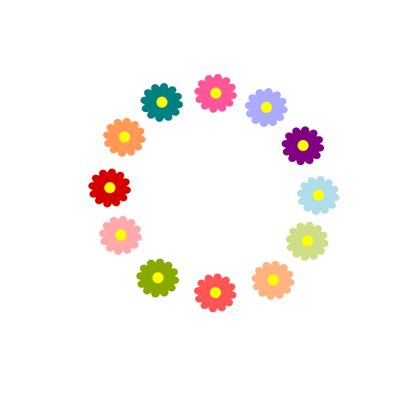 SVG Rainbow Flower Wreath