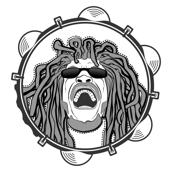 SVG Rastafarian head monochrome