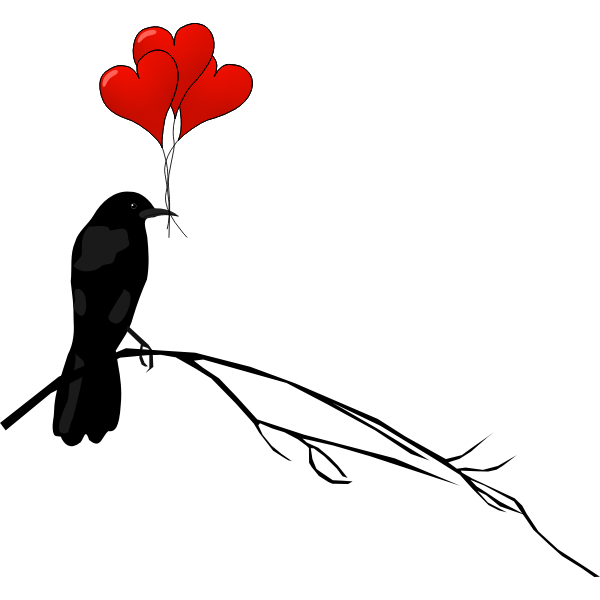 SVG Raven and balloons vector drawing
