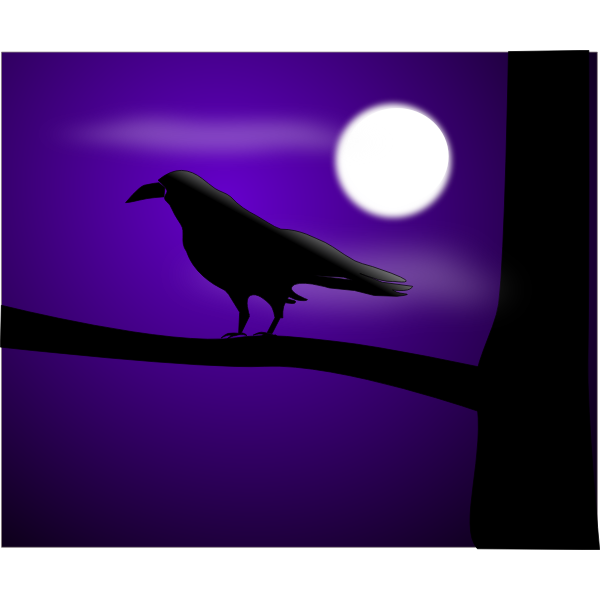 SVG Raven at full moon vector illustration