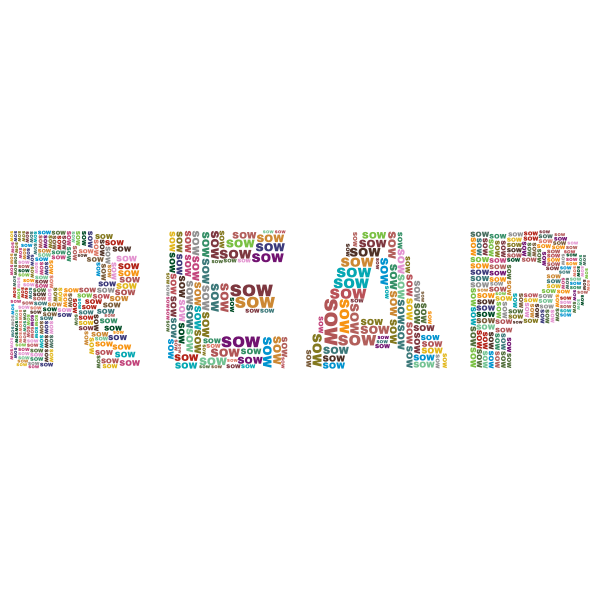 SVG Reap Sow colour word cloud