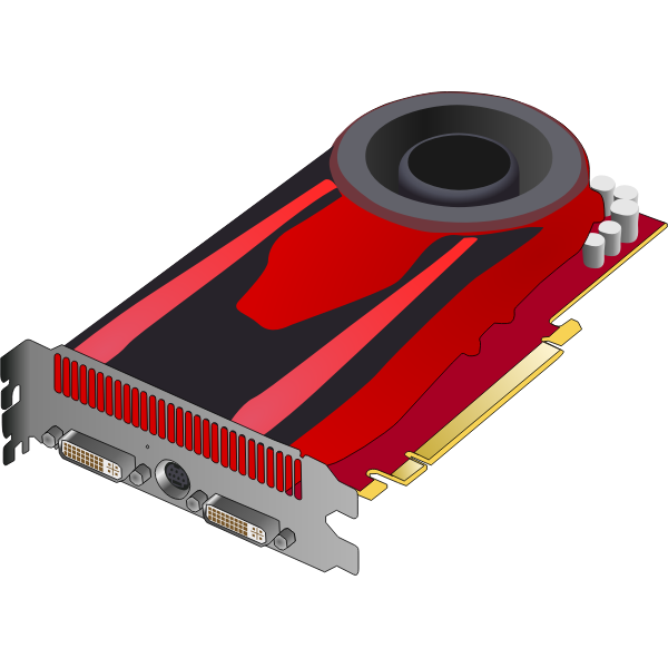 SVG Red 3D video card vector drawing