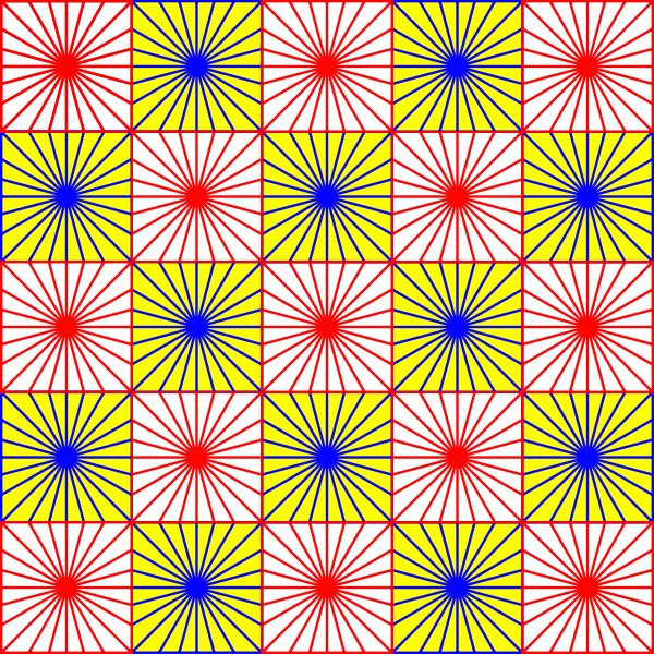 SVG Red and blue squares pattern creating an optical illusion vector drawing
