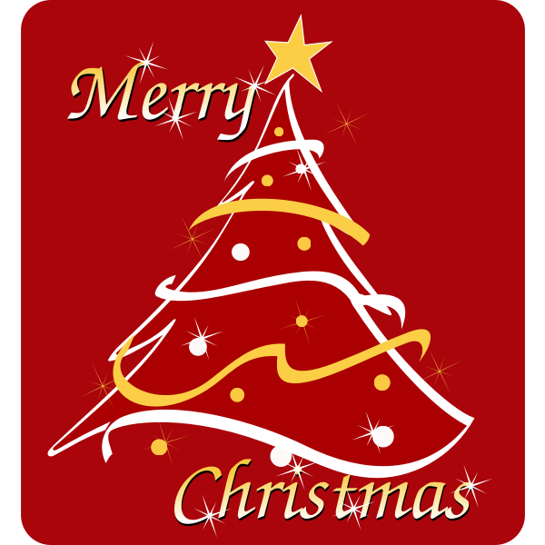 SVG Red and gold Christmas tree greeting card vector image