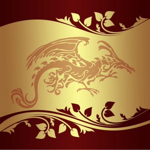 SVG Red and Gold Tribal Dragon card