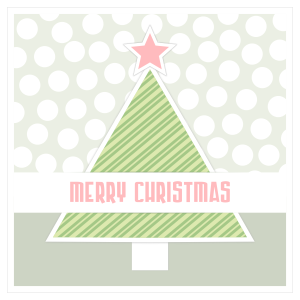 SVG Red and green Christmas tree greeting card vector clip art