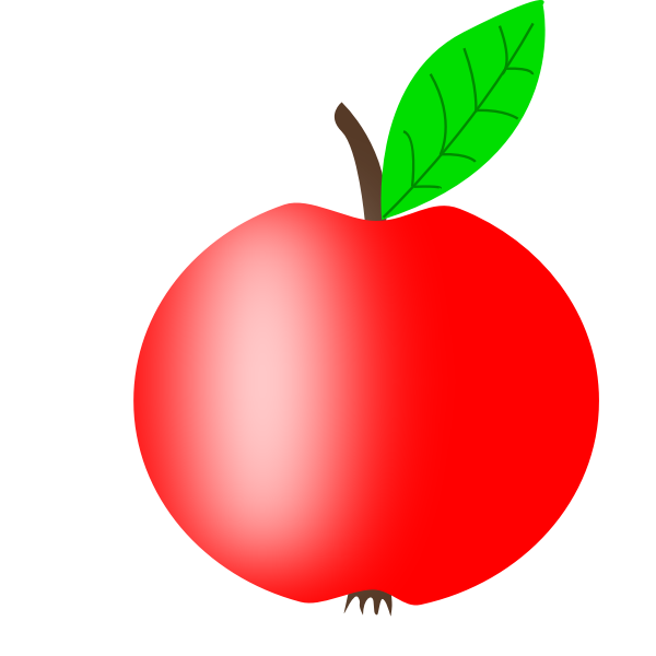 SVG Red apple vector image with a green leaf