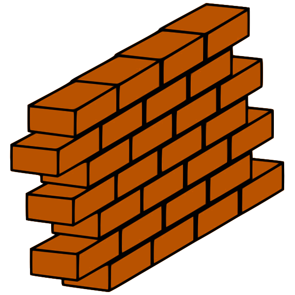 SVG Red brick wall with bricks sticking out vector clip art
