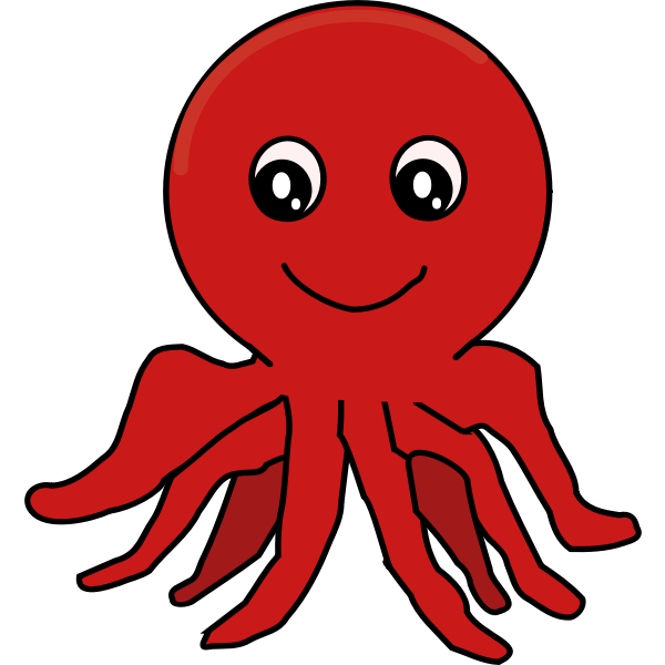 SVG Red Cartoon Octopus