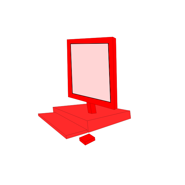 SVG Red desktop computer configuration vector clip art